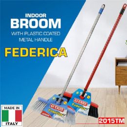 12 Bulk "federica" Indoor Broom 
with Plastic Coated Metal Handle