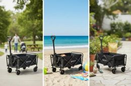 Bulk 100l Collapsible Folding Outdoor Wagon (black)