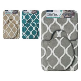 12 Bulk 3pk Jacquard Bath Mat