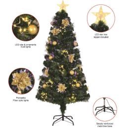4 Bulk 6ft 210 Tips Optical Fiber Tree With Ornaments And Topper