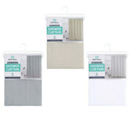 12 Bulk Waffle Jacquard Shower Curtain Asst