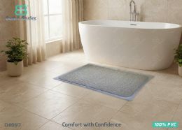 12 Bulk 17-inchx30-inch Loofah Textured Pvc Bathmat With 6 Suction Cups
