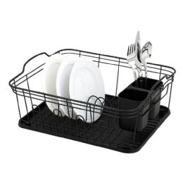 12 Bulk Single Tier Black Wire Dish Rack Set