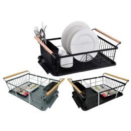 6 Bulk 18" Dishrack Matt Black W/wood Handle