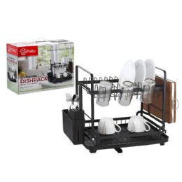 6 Bulk Dish Rack Double Tier Matt Black