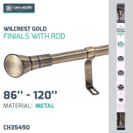 4 Bulk Wilcrest Gold Finials W/rod 86"-120"