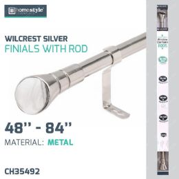 4 Bulk Wilcrest Silver Finials W/rod 48"-84"