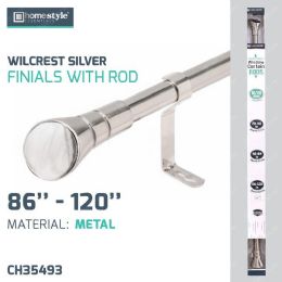 4 Bulk Wilcrest Silver Finials W/rod 86"-120"