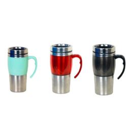 24 Bulk Ss Assorted Clr Travel Mug 450ml