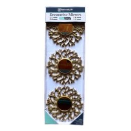 16 Bulk 3 Piece Daisy Gold 10" Wall Mirrors