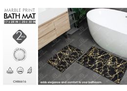 12 Bulk 2pk Marble Print Bath Mat