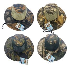 48 Bulk Mens Camouflage Hat 4 Assorted Prints With Net