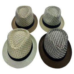 36 Bulk Mens Woven Straw Cowboy Hat 4 Assorted Colors