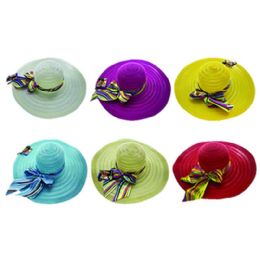 36 Bulk Womens Beach Hat With Large Brim 5 Assorted Colors