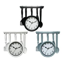 12 Bulk 14-inch Cutlery Wall Clock Assorted Colors