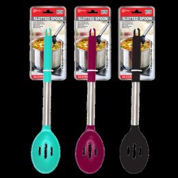 24 Bulk Kitchen Slotted Spoon With Silicon Handle