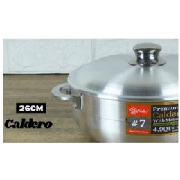 6 Bulk Heavy Duty Aluminum #7 Caldero With Metal Lid