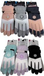 48 Bulk Women's Winter Ski Gloves With Touch Screen, 6 Assorted Colors