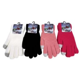 48 Bulk 3d Women's Winter Gloves With Touch Screen, 4 Assorted Colors