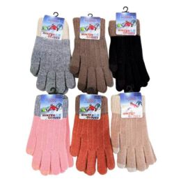 48 Bulk 3d Women's Winter Gloves With Touch Screen, 6 Assorted Colors