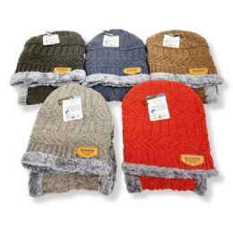 48 Bulk Unisex Winter Hat  With Neck Warmer And Fur Inside, 5 Assorted Colors