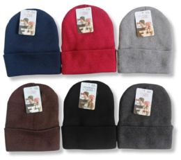 72 Bulk Men's Winter Hat, Solid Color With Fur Inside