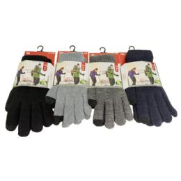 48 Bulk Men's Heavy Duty Termal Gloves With Touch Screen, 4 Assorted Colors