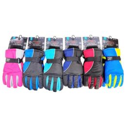 48 Bulk Men's Winter Ski Gloves, 3 Assorted Colors