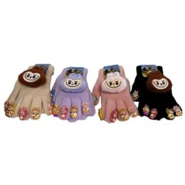 48 Bulk Kids Winter Gloves With 10 Fingers Accessories, 4 Assorted Colors