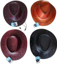 36 Bulk Mens Western Cowboy Hat 4 Assorted Colors