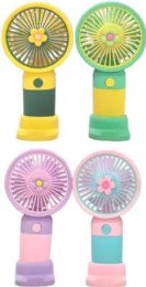 48 Bulk Rechargeable Mini Handheld Fan Flower Style