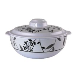 24 Bulk 8.3" Grey Floral Mlamine Handl Bowl W/ L