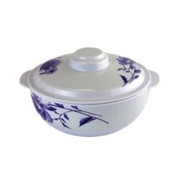 24 Bulk 8.3"blue Floral Mlamine Hdl Bwl W/lid