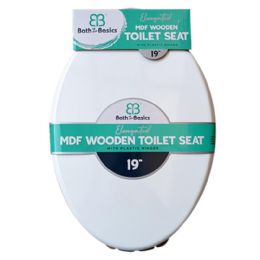 6 Bulk 19" Elongated White Mdf Wood Toilet Seat