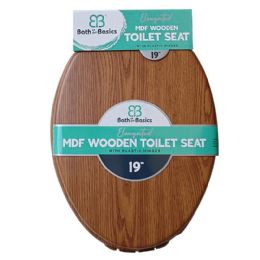 6 Bulk 19" Elongated Wooden Toilet Seat
