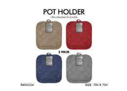 72 Bulk 2pk Solid Potholder Set 7" X 7"