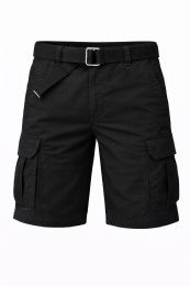 24 Bulk Yacht & Smith Mens Cotton 6 Pocket Cargo Shorts With Adjustable Belt Assorted Sizes, Black