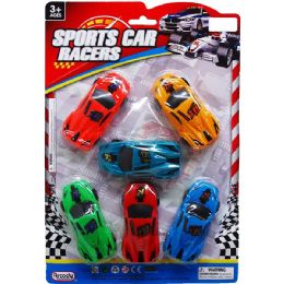 72 Bulk Racing Cars On Blister Card 6 Pc Set