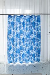 24 Bulk Vibrant Navy Floral Shower Curtain