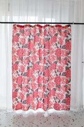 24 Bulk Vibrant Burgundy Floral Shower Curtain