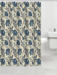 24 Bulk Navy Jacobean Floral Shower Curtain