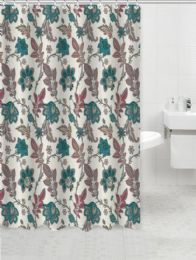 24 Bulk Teal Jacobean Floral Shower Curtain