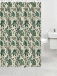 24 Bulk Green Jacobean Floral Shower Curtain