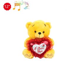 24 Bulk 12-inch Yellow Bear W/ Heart & Sound