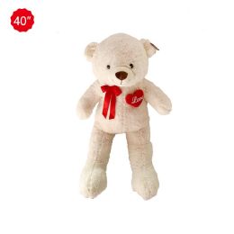 4 Bulk 40-inch White Bear W/ Heart, Ribbon