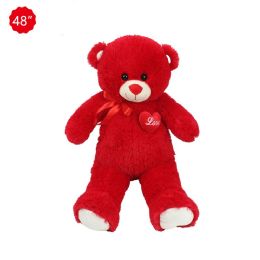 2 Bulk 48-inch Red Bear W/ Heart, Ribbon & Sound