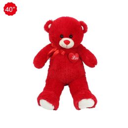 3 Bulk 40-inch Red Bear W/ Heart, Ribbon & Sound