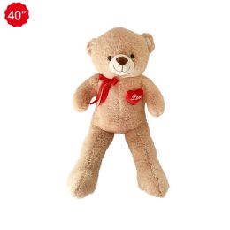 3 Bulk 40-inch Brown Bear W/ Heart, Ribbon & Sound