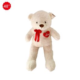 2 Bulk 48-inch White Bear W/ Heart, Ribbon & Sound
