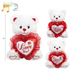 24 Bulk 12-inch White Teddy Bear With Heart